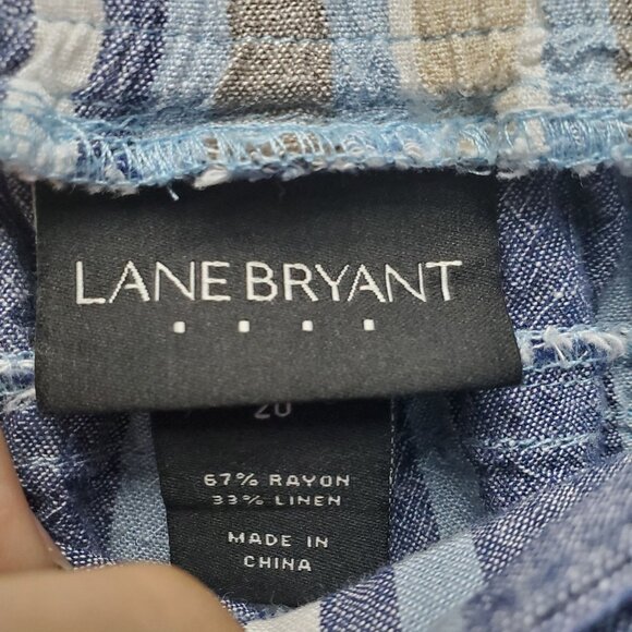 Lane Bryant Pants Womens Size 20 Blue Striped Clam Digger Capri - Picture 2 of 9